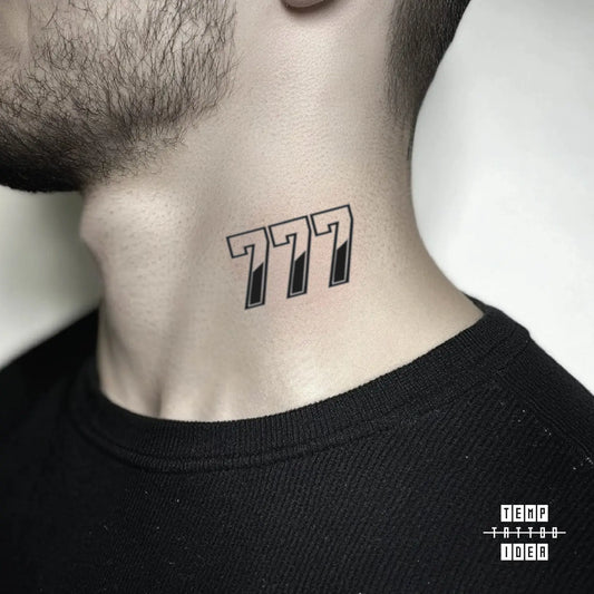 777 gang neck temporary tattoo sticker idea design