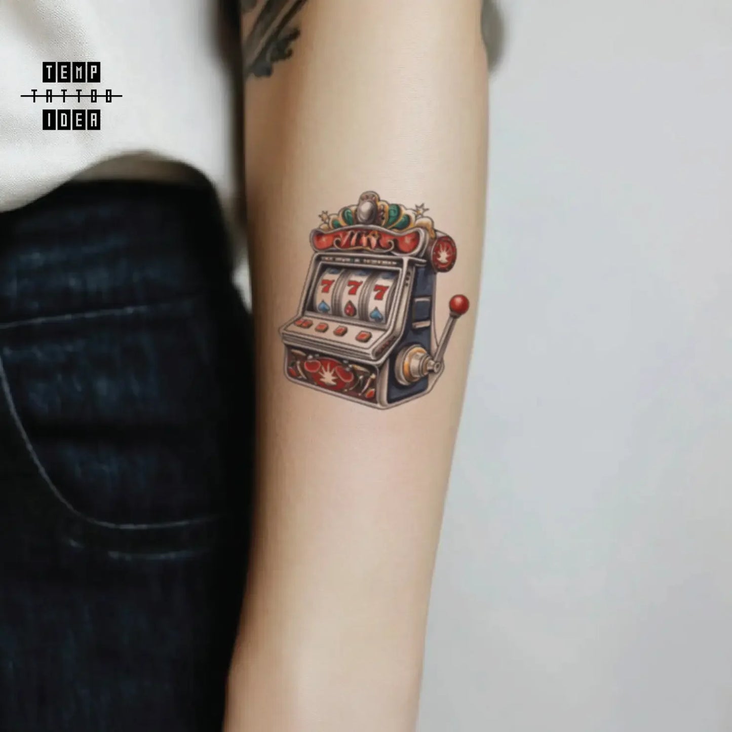 777 slot machine forearm temporary tattoo sticker idea design