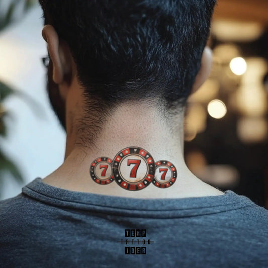 777 casino chips neck temporary tattoo sticker idea design