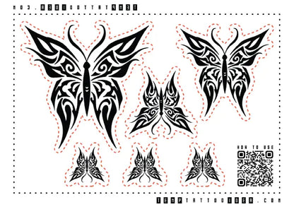 Tribal Butterfly Multi-Size Temporary Tattoo Sticker