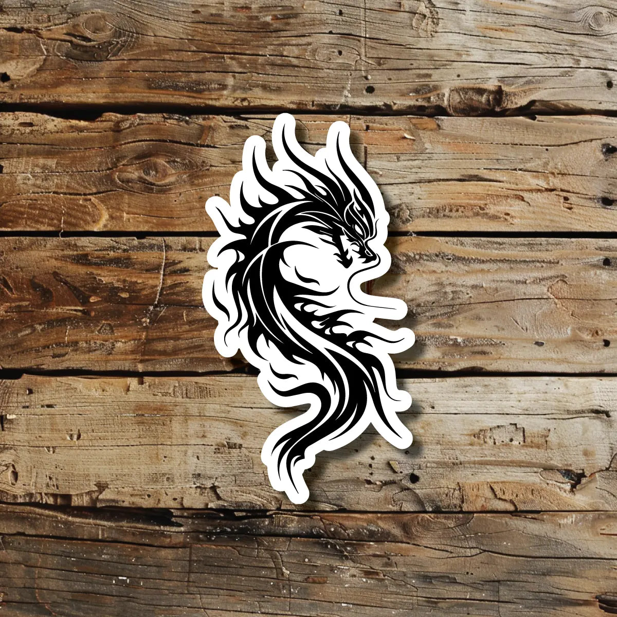 Simple Tribal Dragon Tattoo Idea Design Sticker