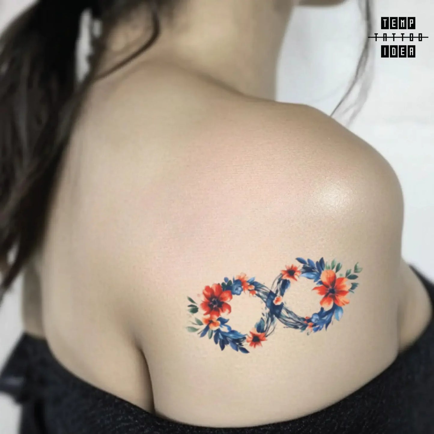 best cool simple small black white grey color watercolor flower infinity symbol symbol symbol fake temporary tattoo sticker design idea for men and women on bicep