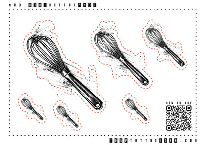 Chef Wire Whisk Multi-Size Temporary Tattoo Sticker