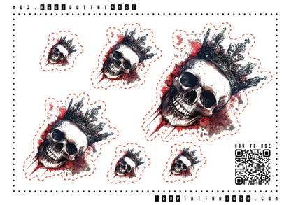 Skull Crown Multi-Size Temporary Tattoo Sticker