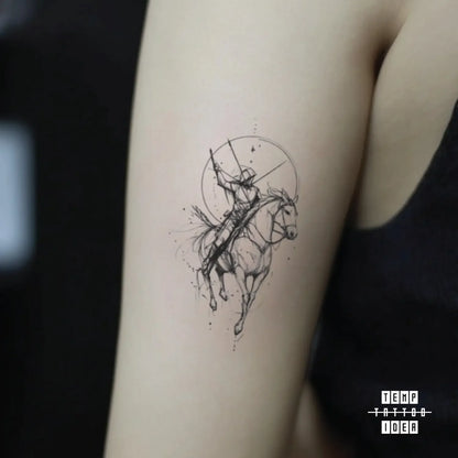 best cool simple small black white grey color constellation horoscope symbol sign sketch sketchy sagittarius zodiac zodiac symbol fake temporary tattoo sticker design idea for men and women on bicep