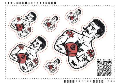 Traditional Boxer Multi-Size Temporary Tattoo Sticker