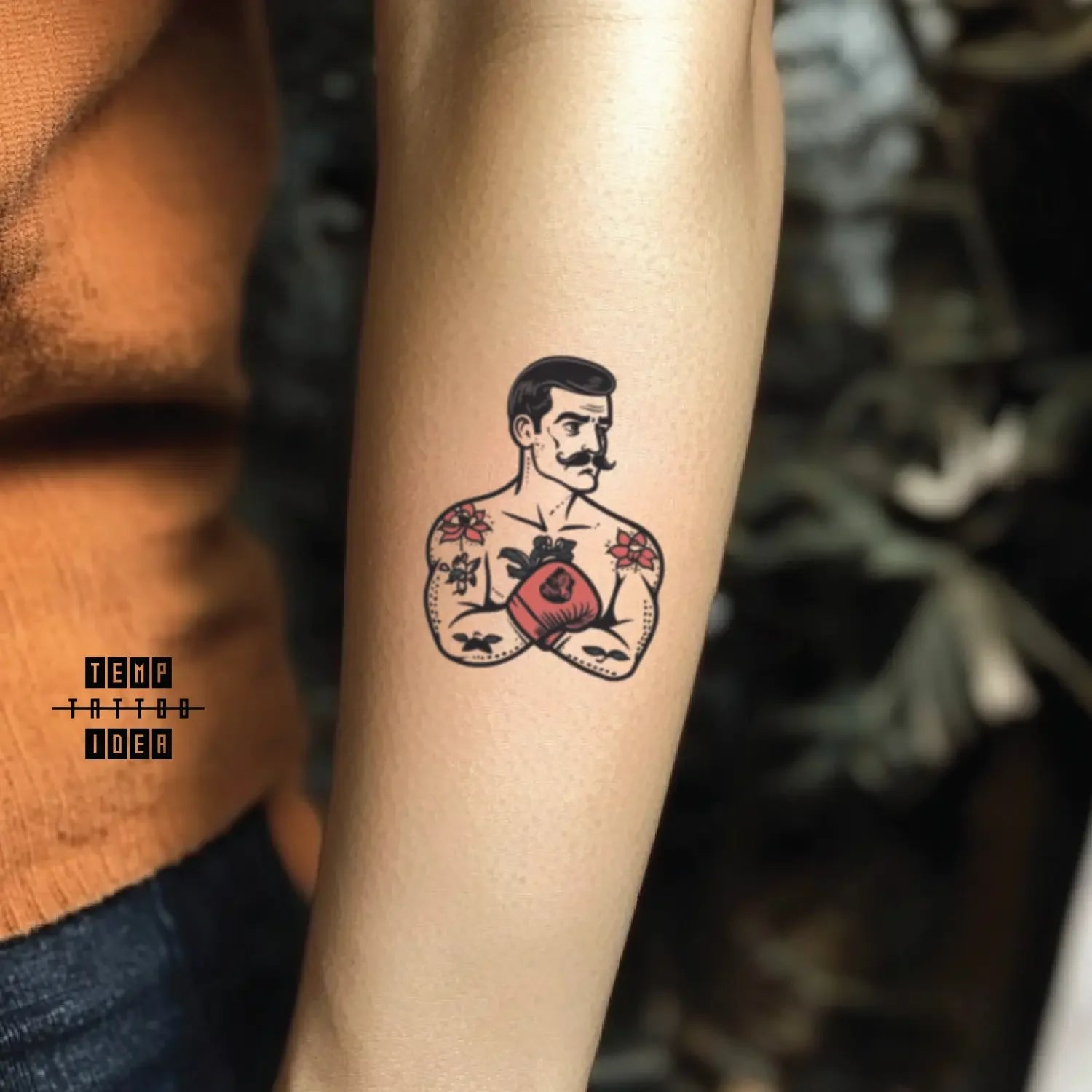 best cool simple small black white grey color pinup old fashioned vintage boxing glove traditional traditional boxer gang symbol fake temporary tattoo sticker design idea for men and women on forearm