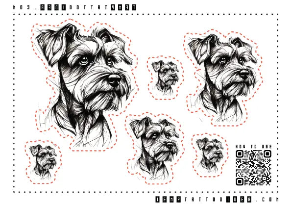 Schnauzer Dog Sketchy Multi-Size Temporary Tattoo Sticker