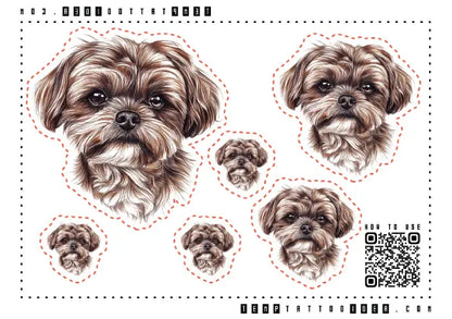 Shih Tzu Dog Multi-Size Temporary Tattoo Sticker