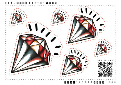 Traditional Diamond Multi-Size Temporary Tattoo Sticker