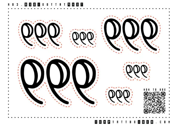 999 Old English Font Multi-Size Temporary Tattoo Sticker