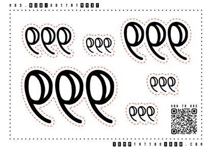 999 Old English Font Multi-Size Temporary Tattoo Sticker