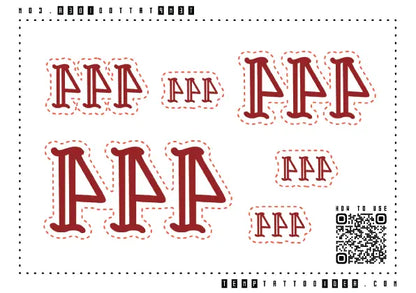 Red 444 Multi-Size Temporary Tattoo Sticker