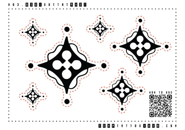 Black Diamond Pattern Multi-Size Temporary Tattoo Sticker