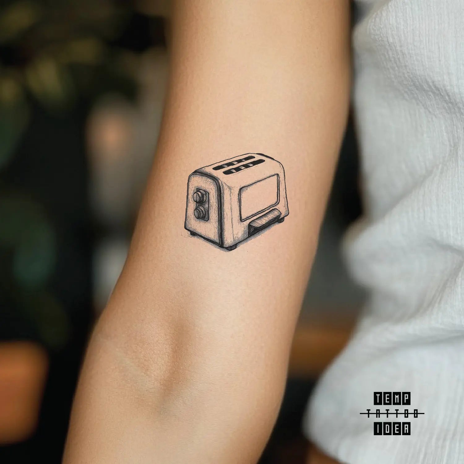 sketchy toaster temporary tattoo sticker idea design