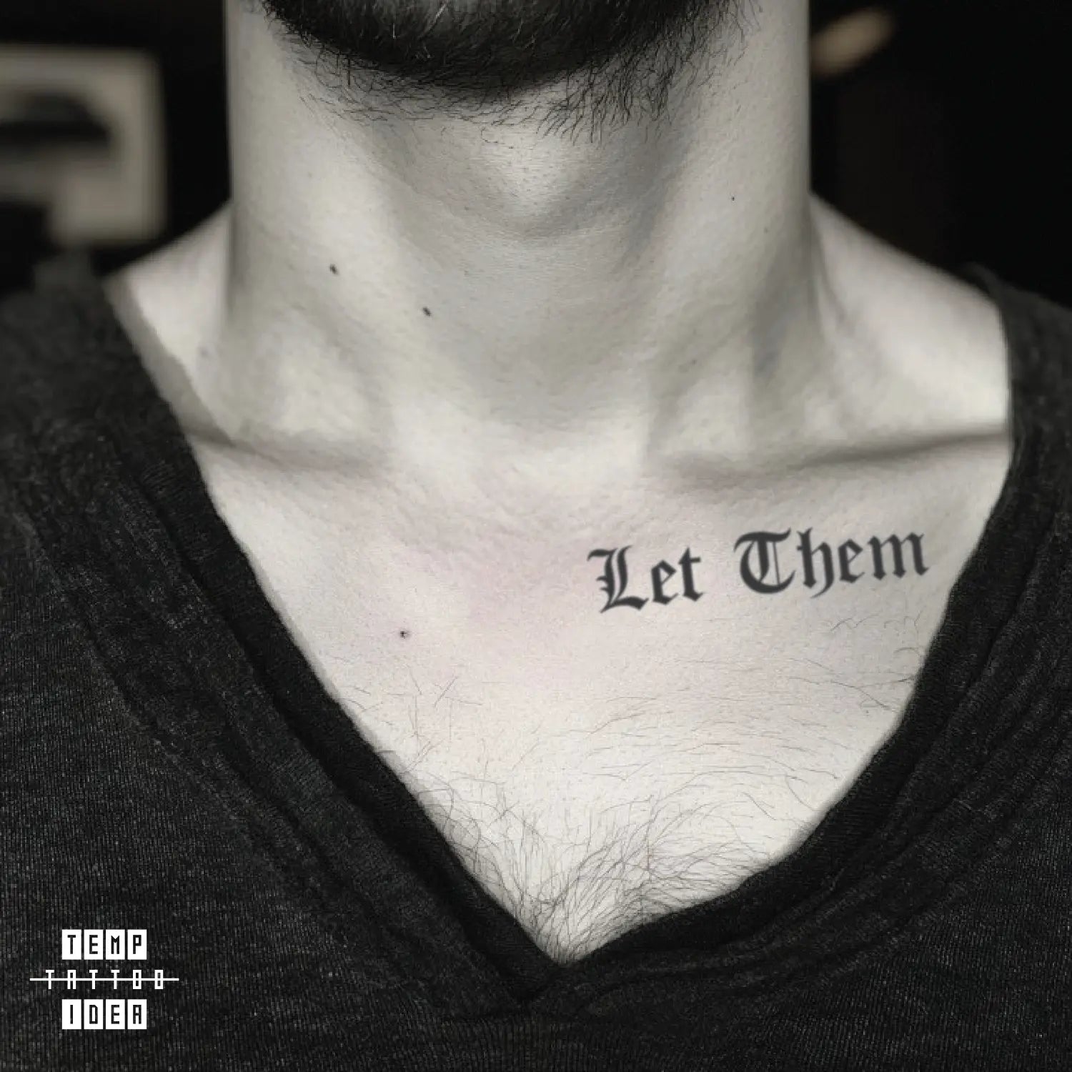 let them old english font temporary tattoo sticker idea design collarbone