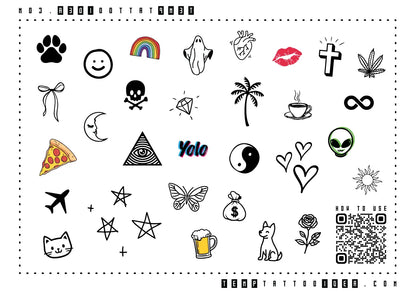 30 Minimalist Small Temporary Tattoos Set