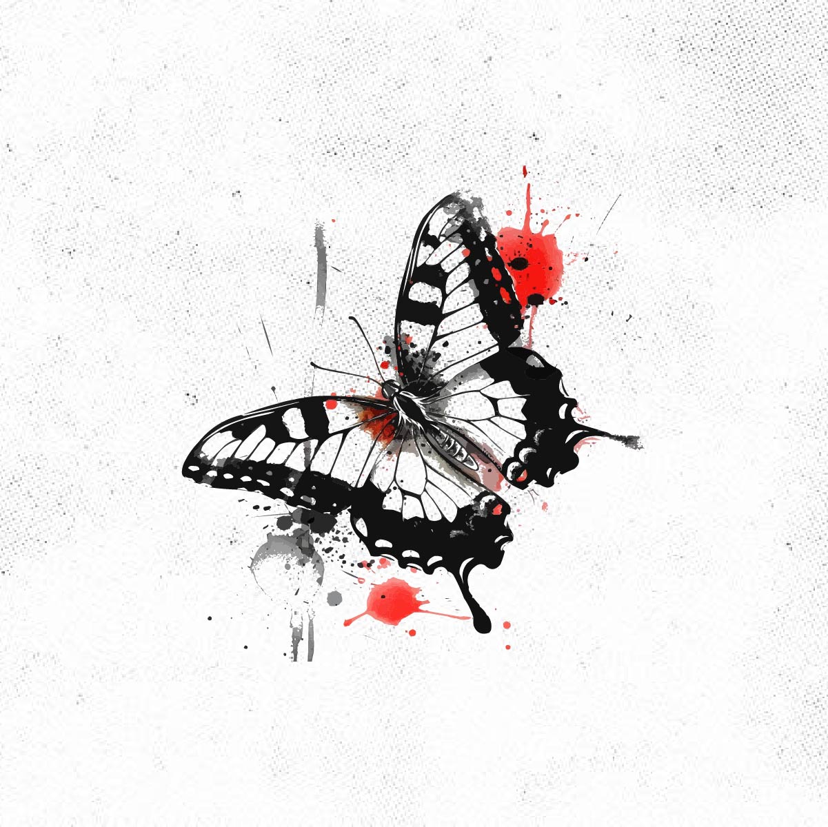 Trash Polka Butterfly Tattoo Idea Design Digital Artwork Vector File