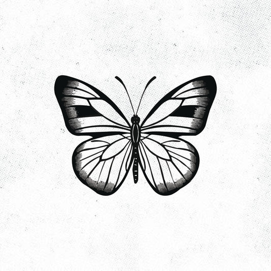 Simple Butterfly Symbolism Tattoo Idea Design Digital Artwork Vector File