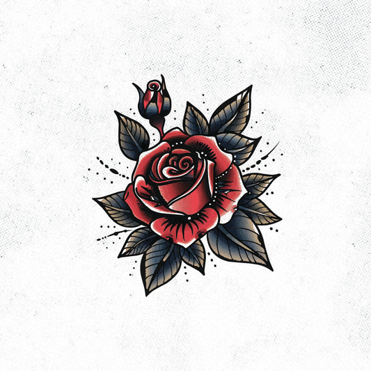 Traditional Rose Flower Tattoo Idea Design Digital Artwork Vector File