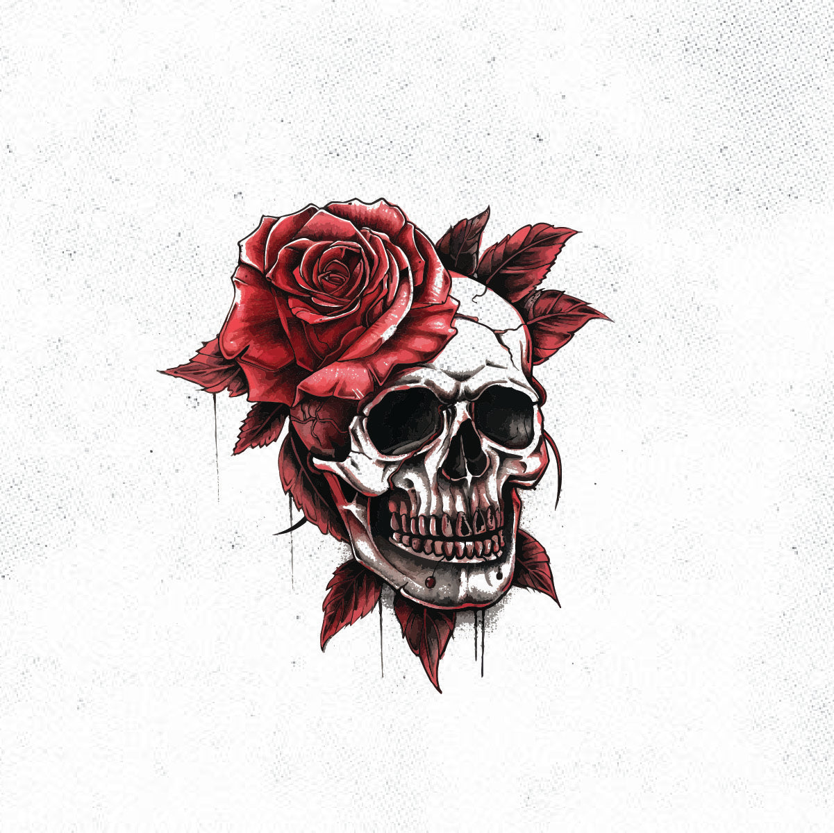 Rose Skull Tattoo Idea Design Digital Artwork Vector File