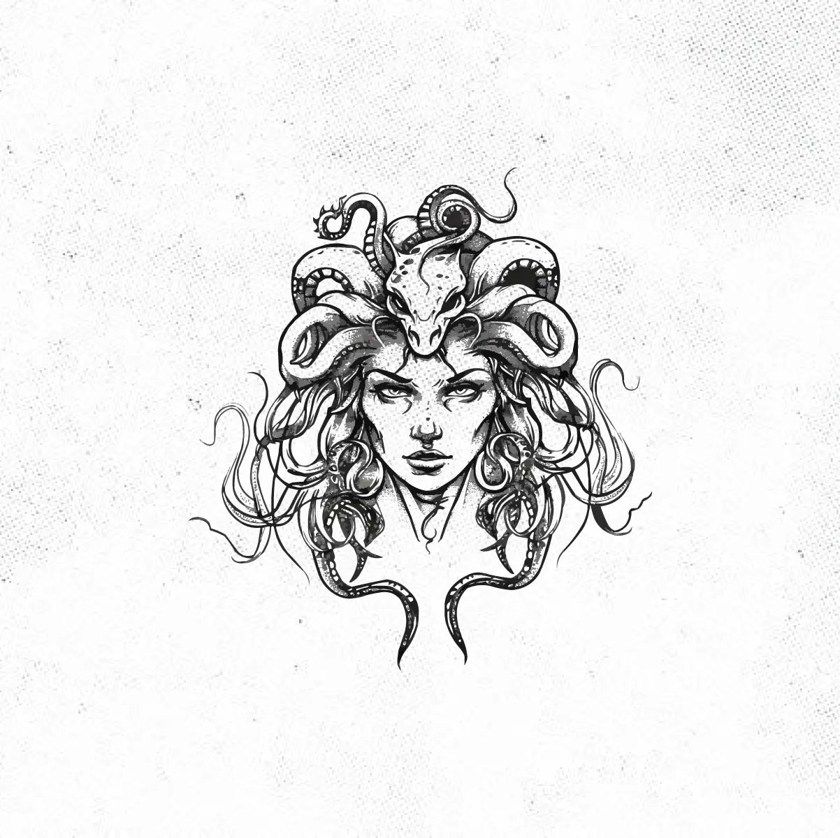 Simple Medusa Outline Tattoo Idea Design Vector