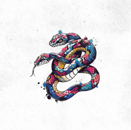 Colorful Two Headed Snake Tattoo Idea Design Digital Artwork Vector File