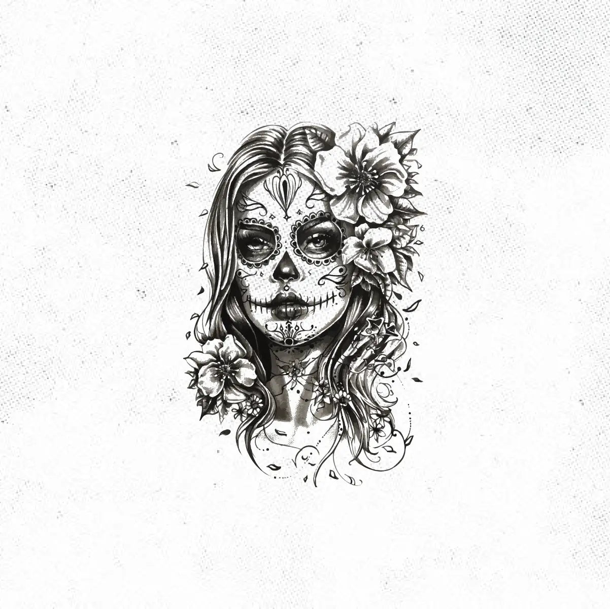 Sugar Skull Woman Tattoo Idea Design Digital Artwork Vector File