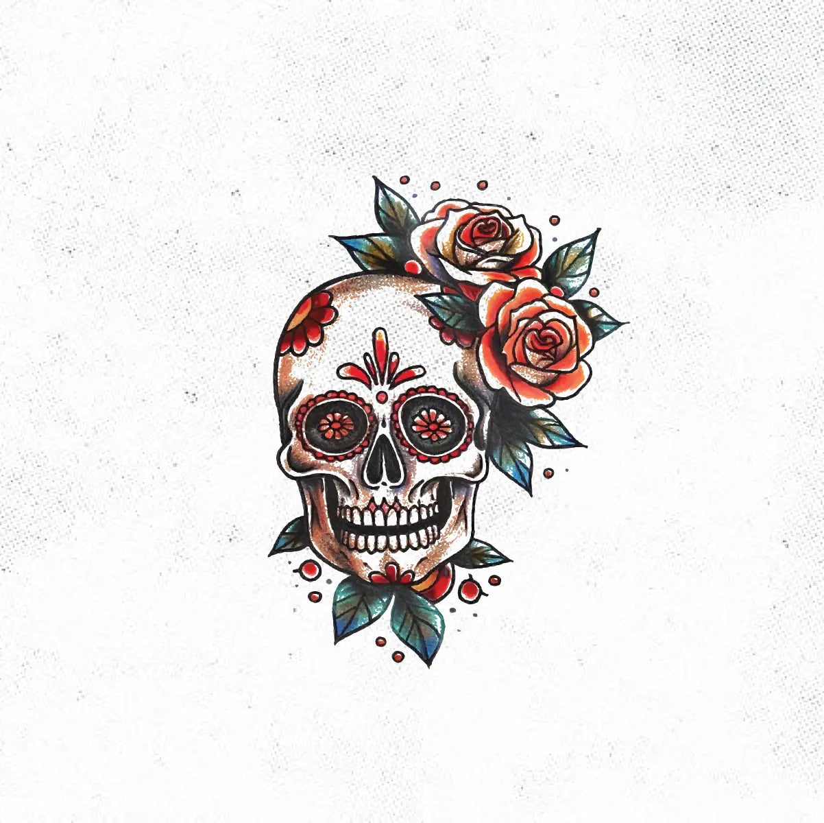 Sugar Skull Rose Flower Tattoo Idea Design Digital Artwork Vector File