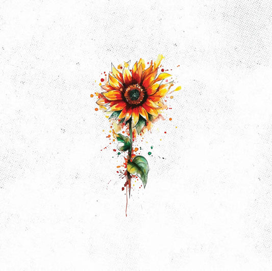 Watercolor Sunflower Tattoo Idea Desgin Digital Artwork Vector File