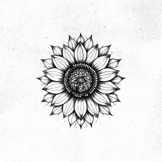 Mandala Sunflower Tattoo Idea Desgin Digital Artwork Vector File