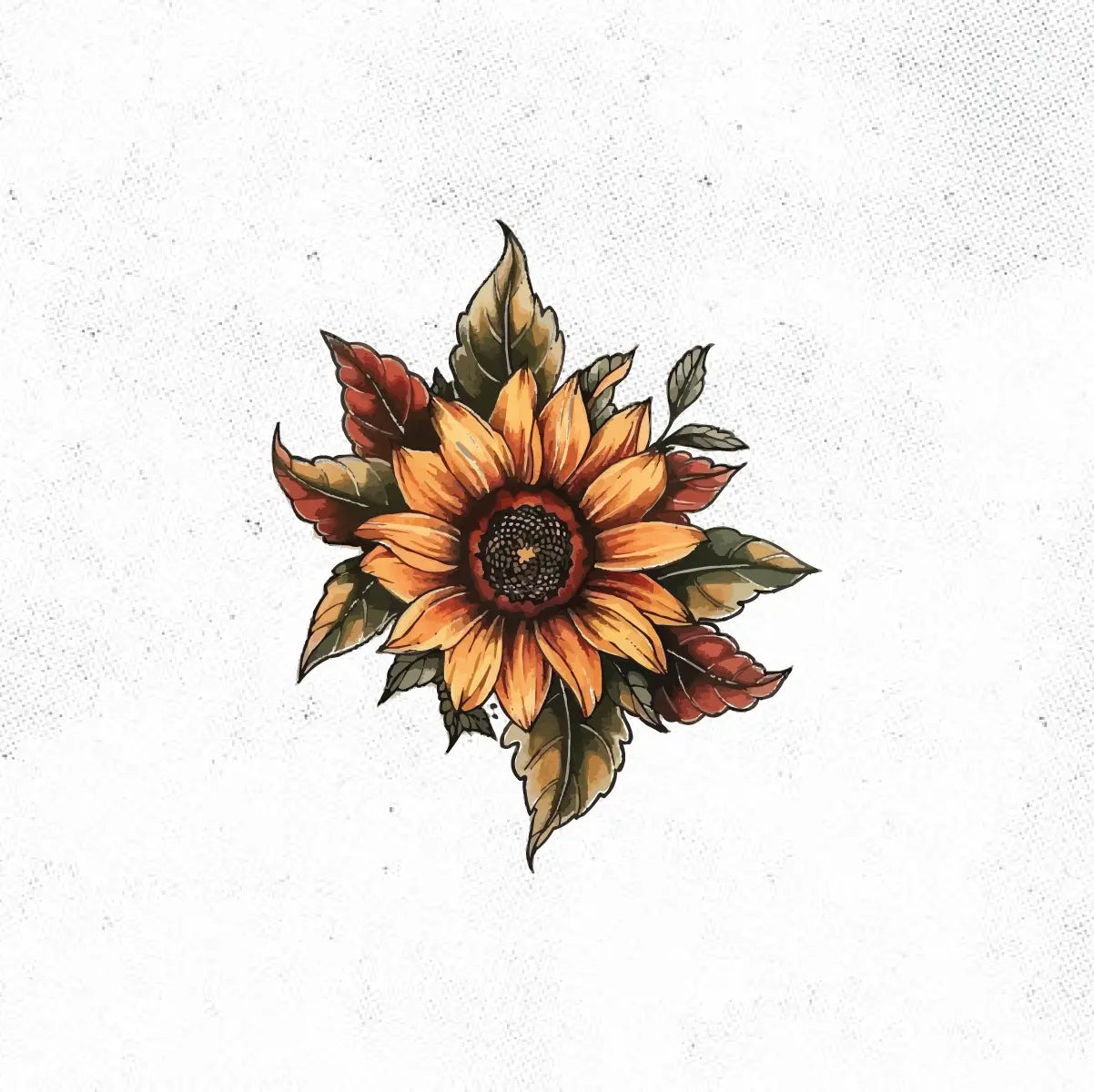 Traditional Sunflower Tattoo Idea Desgin Digital Artwork Vector File