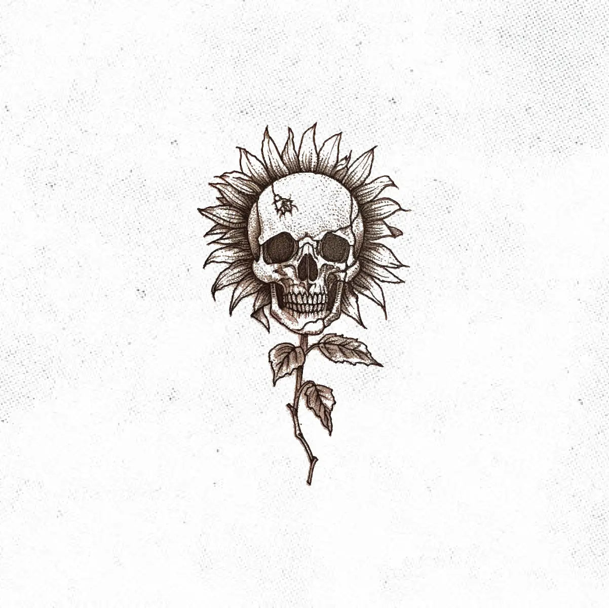 Sunflower Skull Tattoo Idea Desgin Digital Artwork Vector File