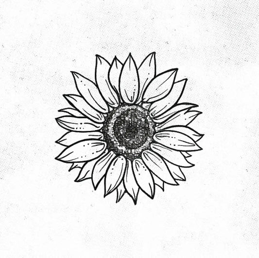 Minimal Fine Line Sunflower Tattoo Idea Desgin Digital Artwork Vector File