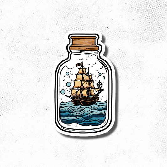 Ship in a Bottle Tattoo Idea Design Digital Artwork Vector File