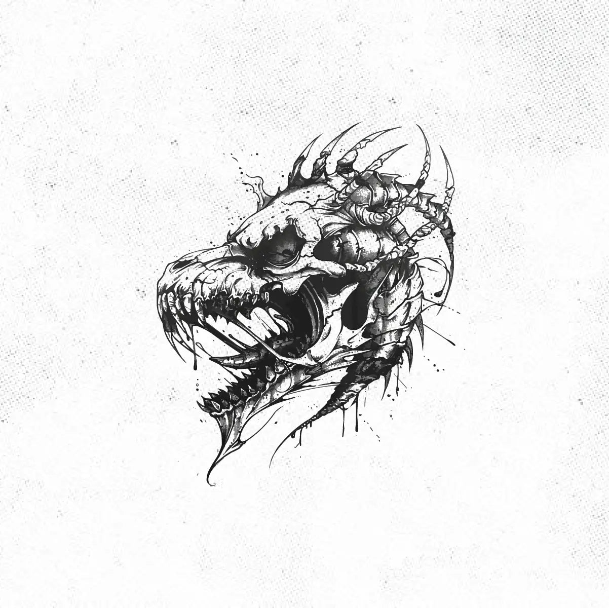 Dragon Skull Tattoo Idea Design Digital Artwork Vector File