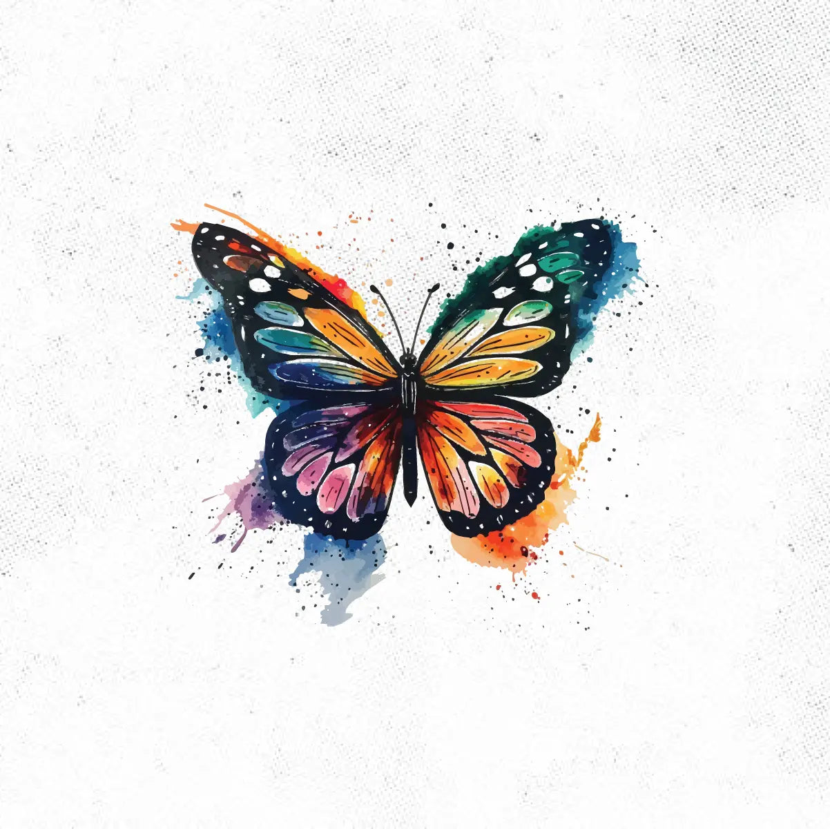 Colorful Butterfly Watercolor Tattoo Idea Design Digital Artwork Vector File