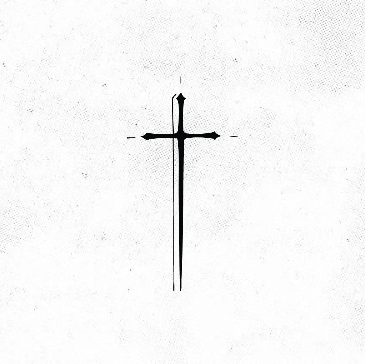 Minimal Fine Line Cross Tattoo Idea Design Digital Artwork Vector File