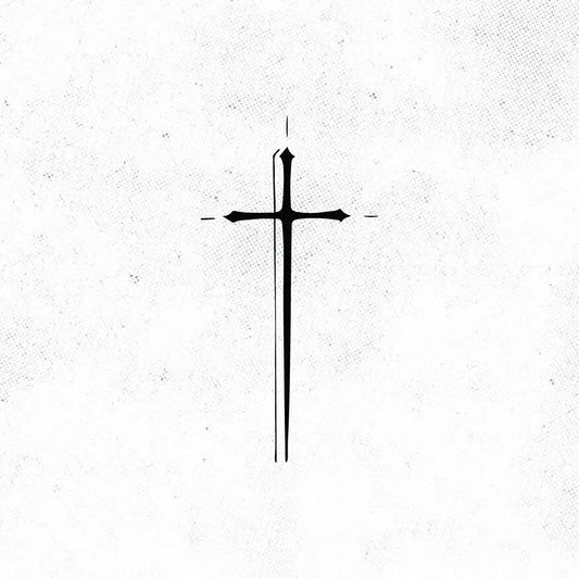 Minimal Fine Line Cross Tattoo Idea Design Digital Artwork Vector File