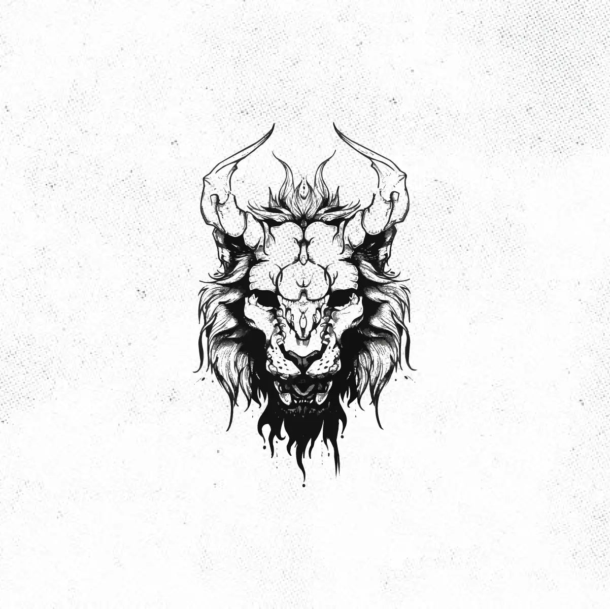 Lion Skull Tattoo Idea Design Digital Artwork Vector File