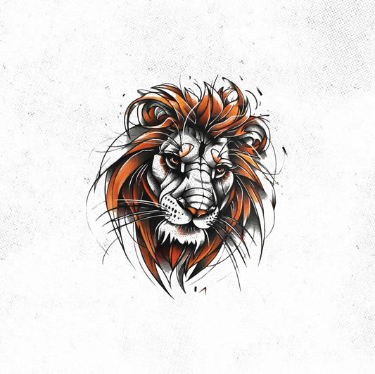 Neo Traditional Lion Tattoo Idea Design Digital Artwork Vector File