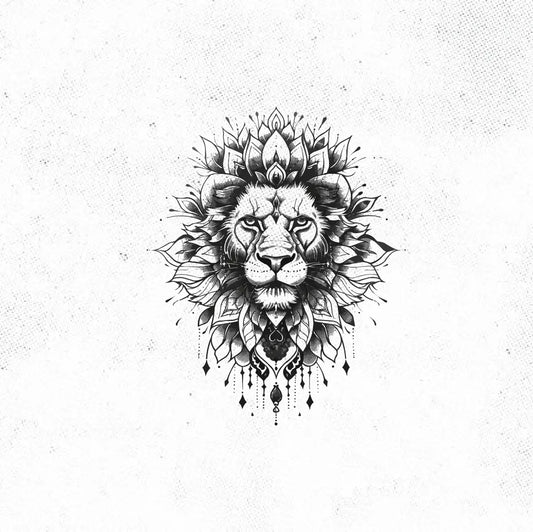 Lion Mandala Tattoo Idea Design Digital Artwork Vector File