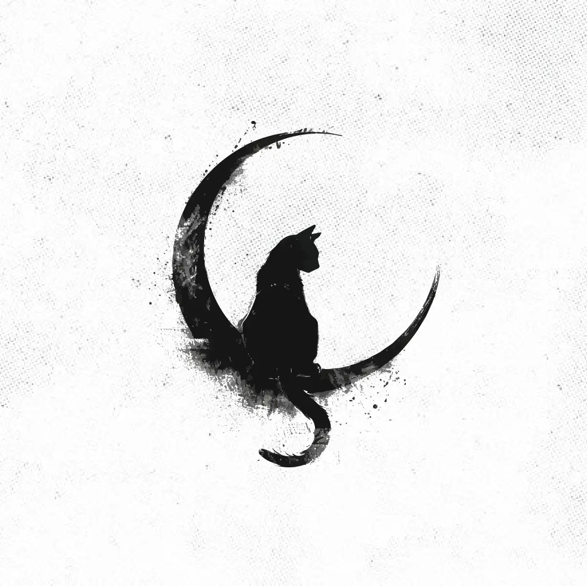 Black Cat Moon Tattoo Idea Design Digital Artwork Vector File