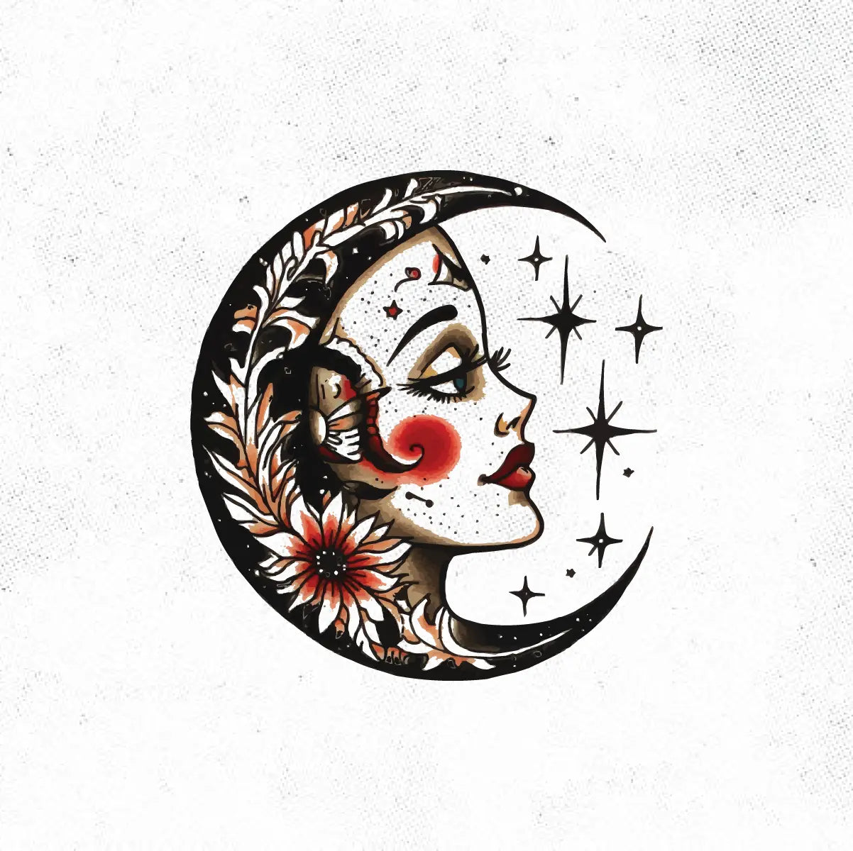 Traditional Moon Tattoo Idea Design Digital Artwork Vector File