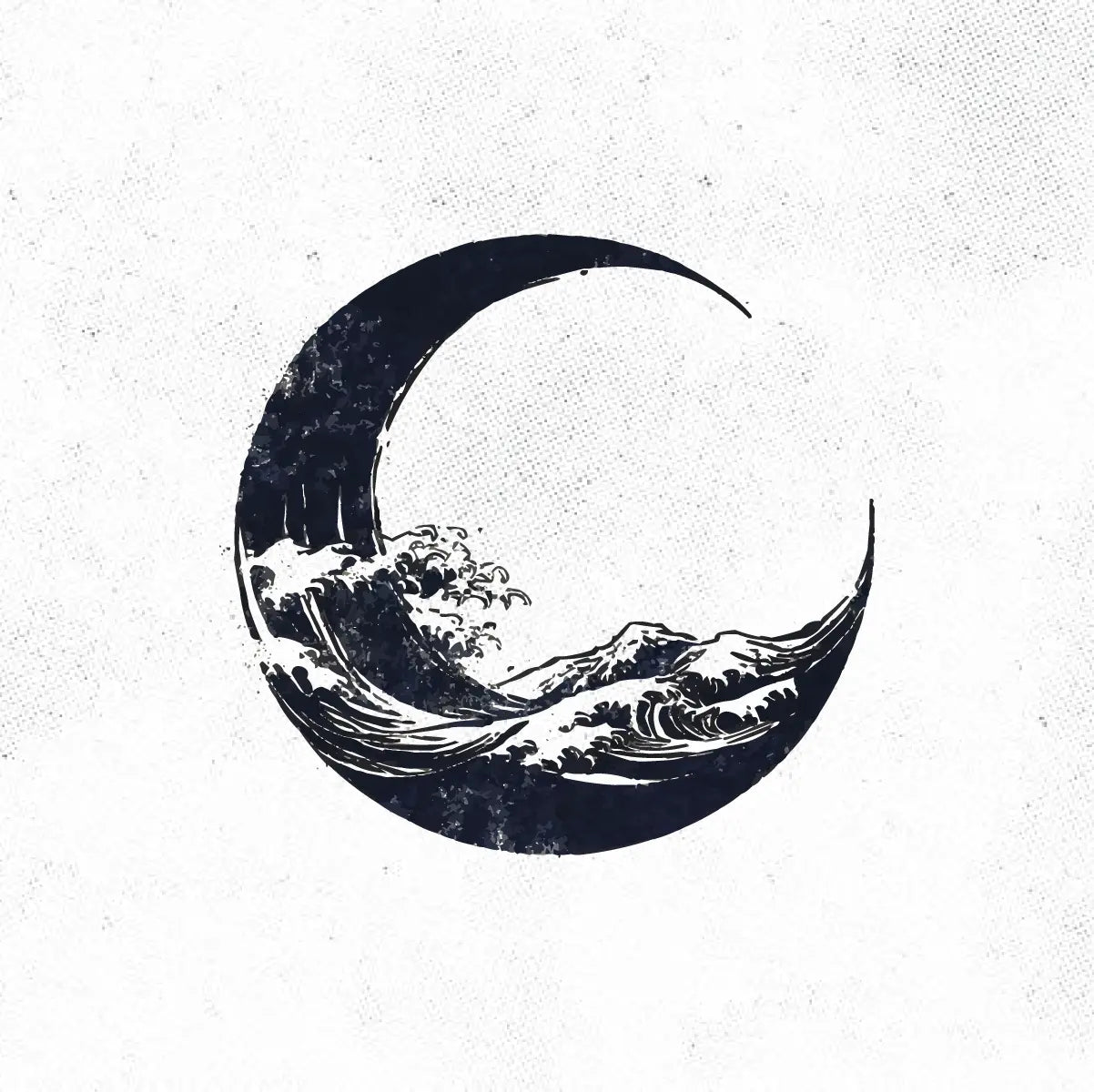 Japanese Great Wave Moon Tattoo Idea Design Digital Artwork Vector File