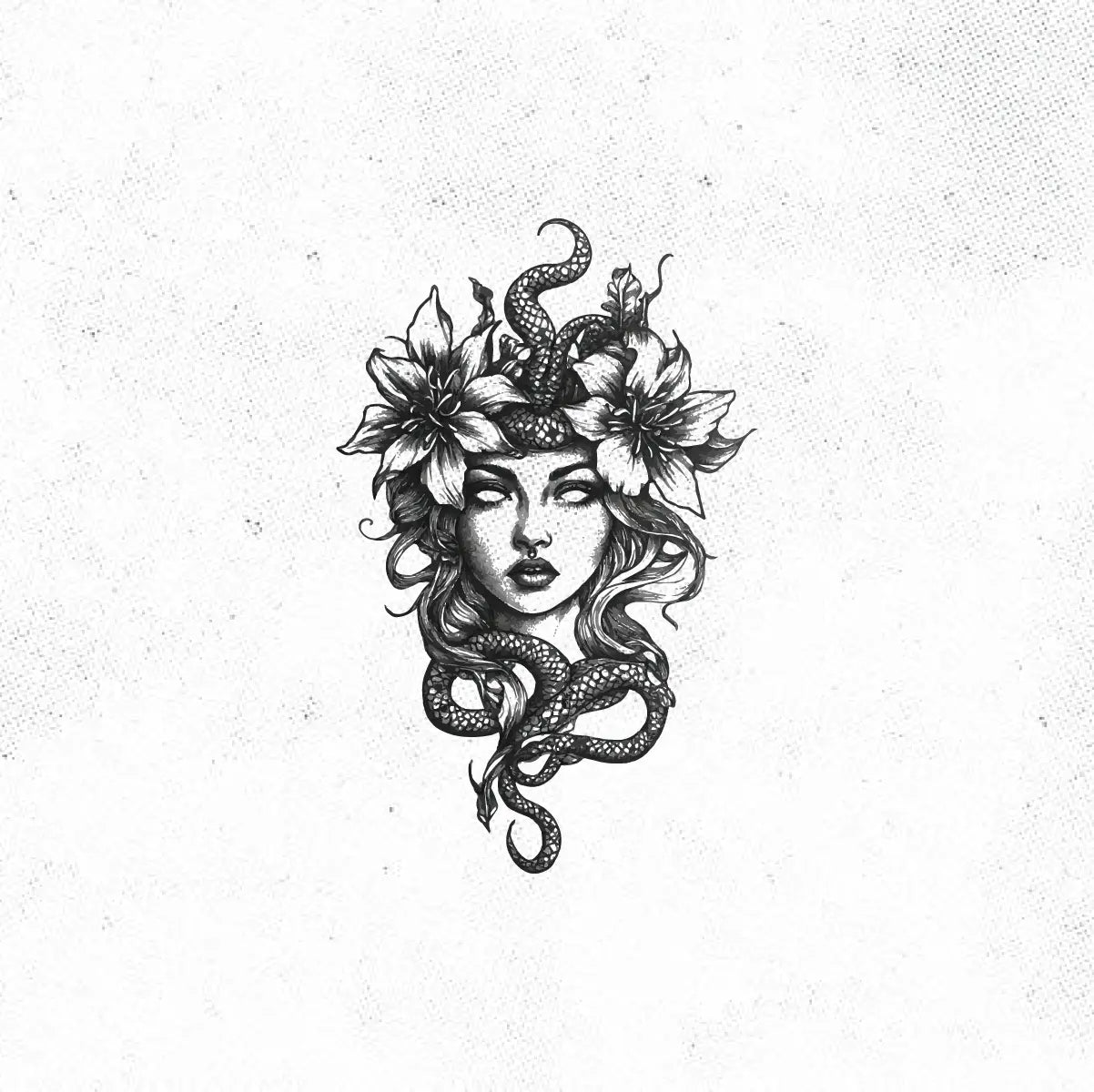 Medusa Flower Tattoo Idea Design Digital Artwork Vector File