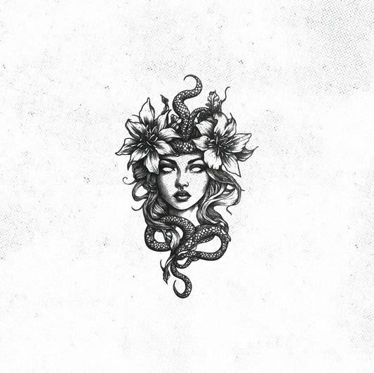 Medusa Flower Tattoo Idea Design Digital Artwork Vector File