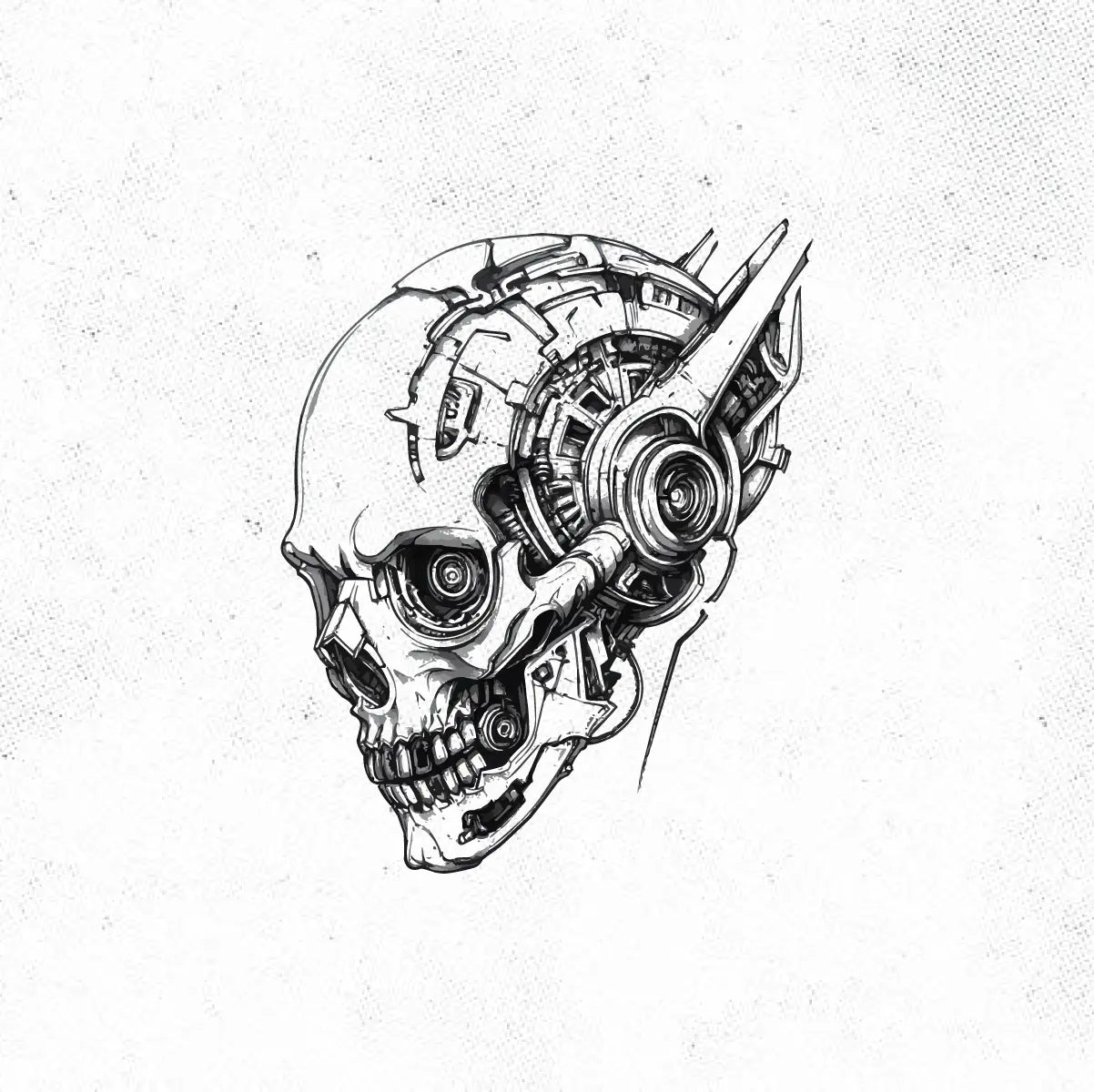 Biomechanical Skull Tattoo Idea Design Digital Artwork Vector File