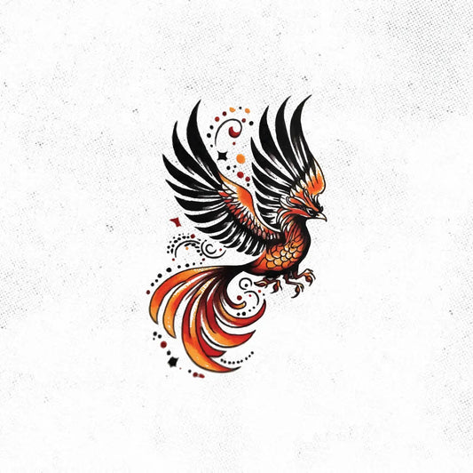 Neo Traditional Phoenix Tattoo Idea Design Digital Artwork Vector File