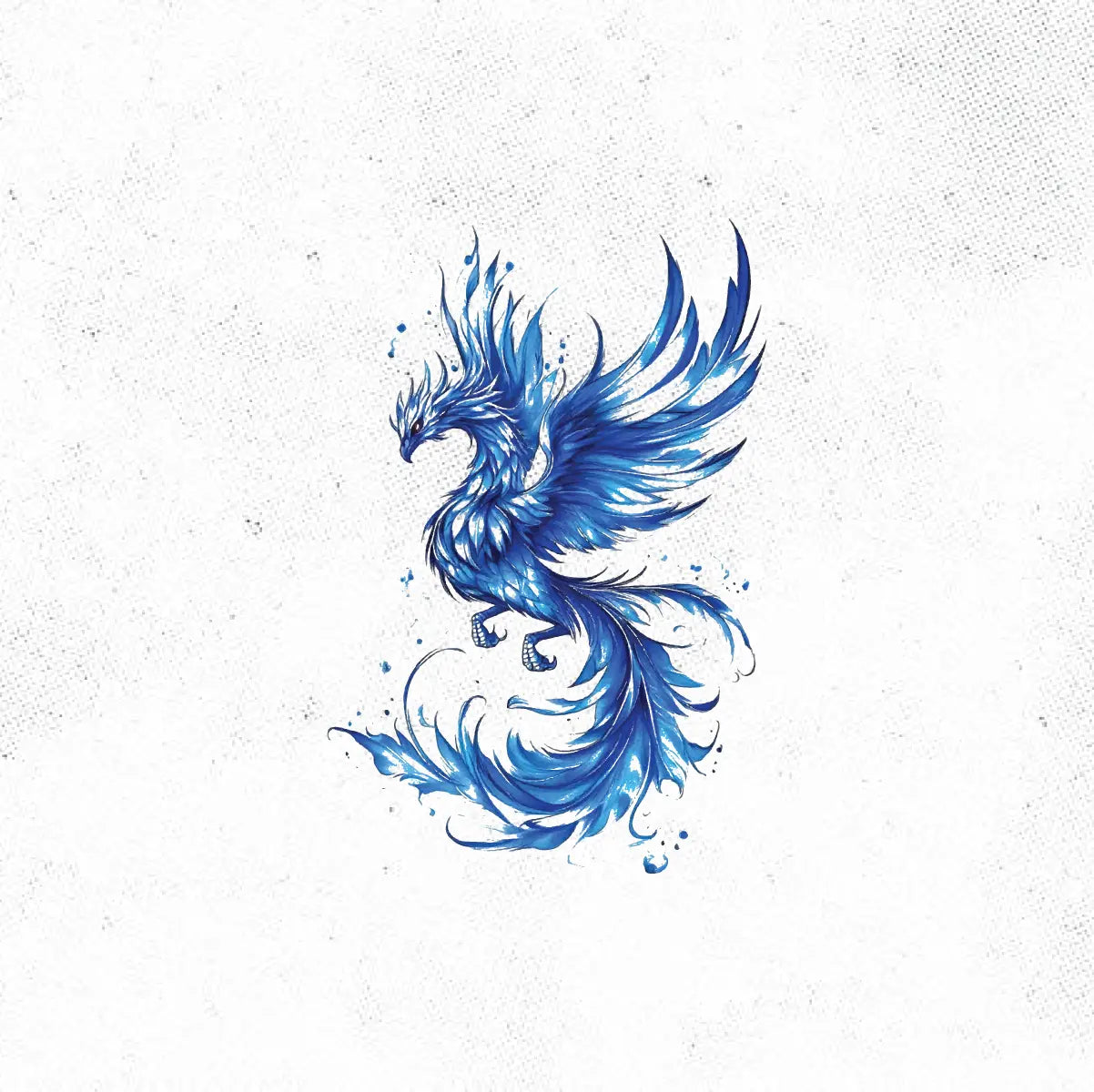 Blue Phoenix Tattoo Idea Design Digital Artwork Vector File